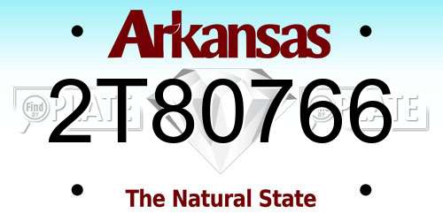 2T80766 Arkansas License Plate