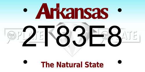 2T83E8 Arkansas License Plate