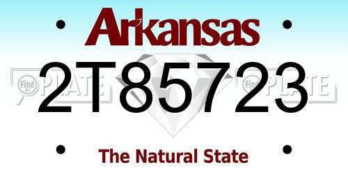 2T85723 Arkansas License Plate