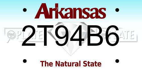 2T94B6 Arkansas License Plate