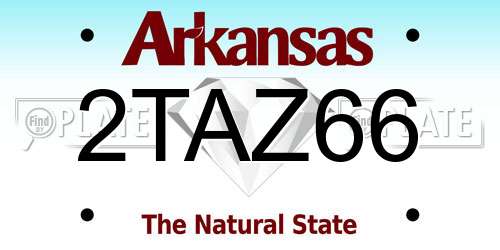 2TAZ66 Arkansas License Plate
