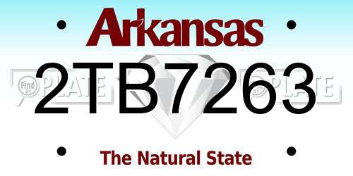 2TB7263 Arkansas License Plate