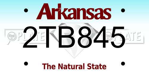 2TB845 Arkansas License Plate