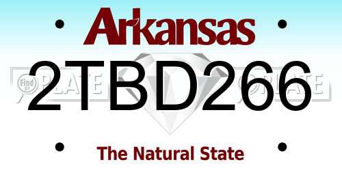 2TBD266 Arkansas License Plate