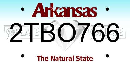 2TBO766 Arkansas License Plate