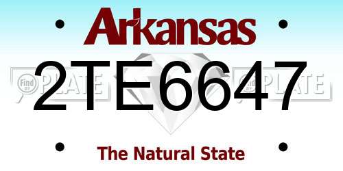 2TE6647 Arkansas License Plate
