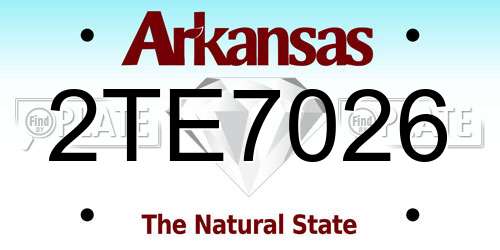 2TE7026 Arkansas License Plate