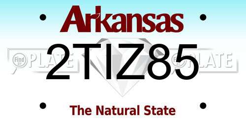 2TIZ85 Arkansas License Plate