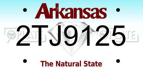 2TJ9125 Arkansas License Plate