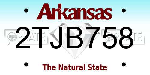 2TJB758 Arkansas License Plate