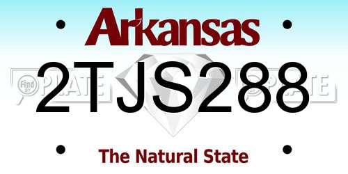 2TJS288 Arkansas License Plate