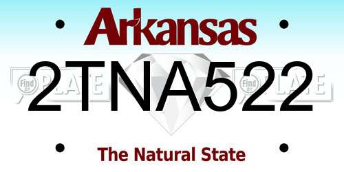 2TNA522 Arkansas License Plate