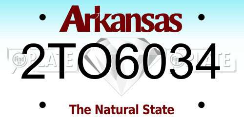 2TO6034 Arkansas License Plate