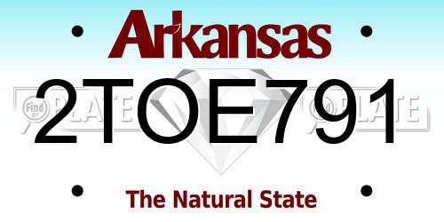 2TOE791 Arkansas License Plate