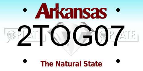 2TOG07 Arkansas License Plate