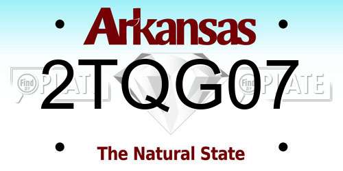 2TQG07 Arkansas License Plate