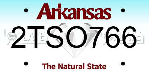 2TSO766 Arkansas License Plate