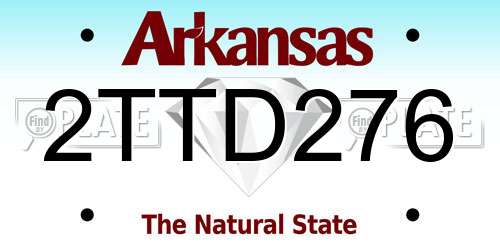 2TTD276 Arkansas License Plate