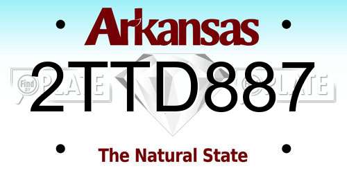 2TTD887 Arkansas License Plate