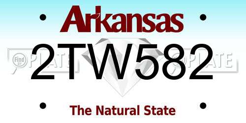 2TW582 Arkansas License Plate