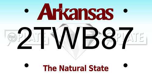 2TWB87 Arkansas License Plate