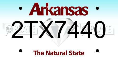 2TX7440 Arkansas License Plate