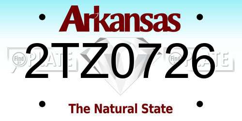 2TZ0726 Arkansas License Plate