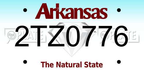 2TZ0776 Arkansas License Plate