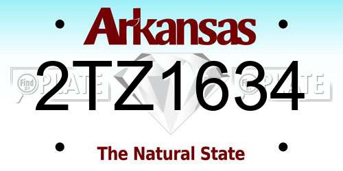 2TZ1634 Arkansas License Plate