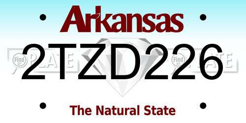 2TZD226 Arkansas License Plate