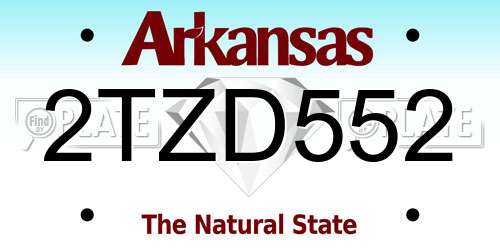 2TZD552 Arkansas License Plate