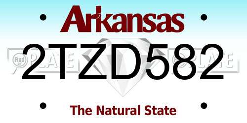 2TZD582 Arkansas License Plate