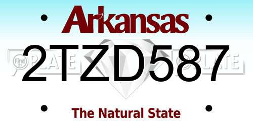 2TZD587 Arkansas License Plate