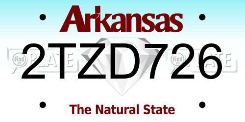 2TZD726 Arkansas License Plate