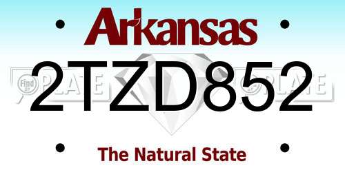 2TZD852 Arkansas License Plate