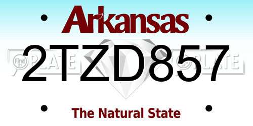 2TZD857 Arkansas License Plate