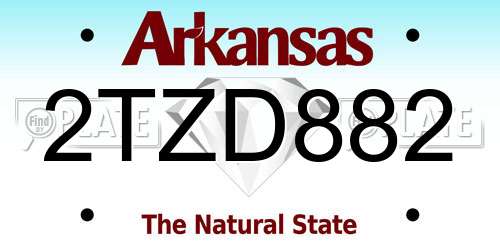 2TZD882 Arkansas License Plate