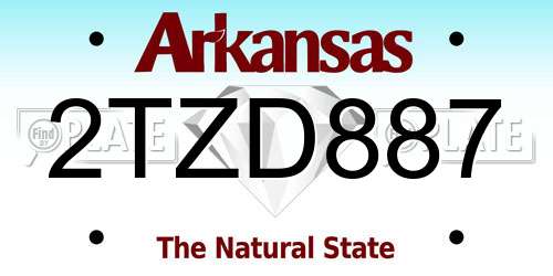 2TZD887 Arkansas License Plate
