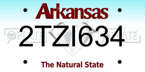 2TZI634 Arkansas License Plate