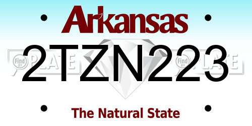 2TZN223 Arkansas License Plate