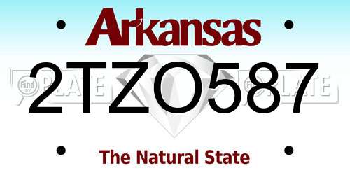 2TZO587 Arkansas License Plate
