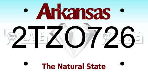 2TZO726 Arkansas License Plate