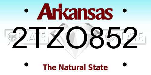 2TZO852 Arkansas License Plate