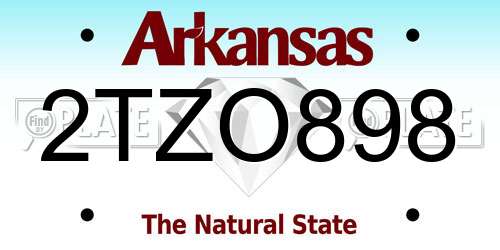 2TZO898 Arkansas License Plate