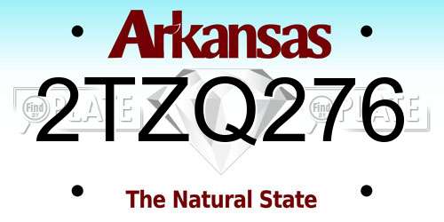 2TZQ276 Arkansas License Plate