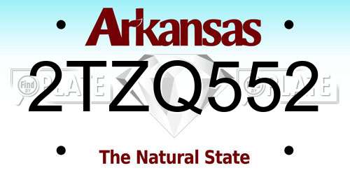 2TZQ552 Arkansas License Plate