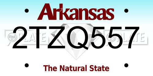 2TZQ557 Arkansas License Plate