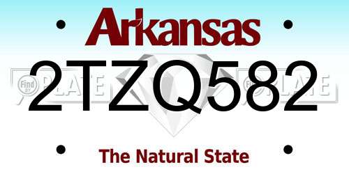 2TZQ582 Arkansas License Plate