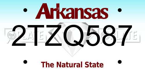 2TZQ587 Arkansas License Plate