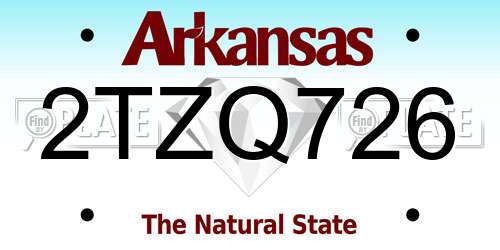 2TZQ726 Arkansas License Plate